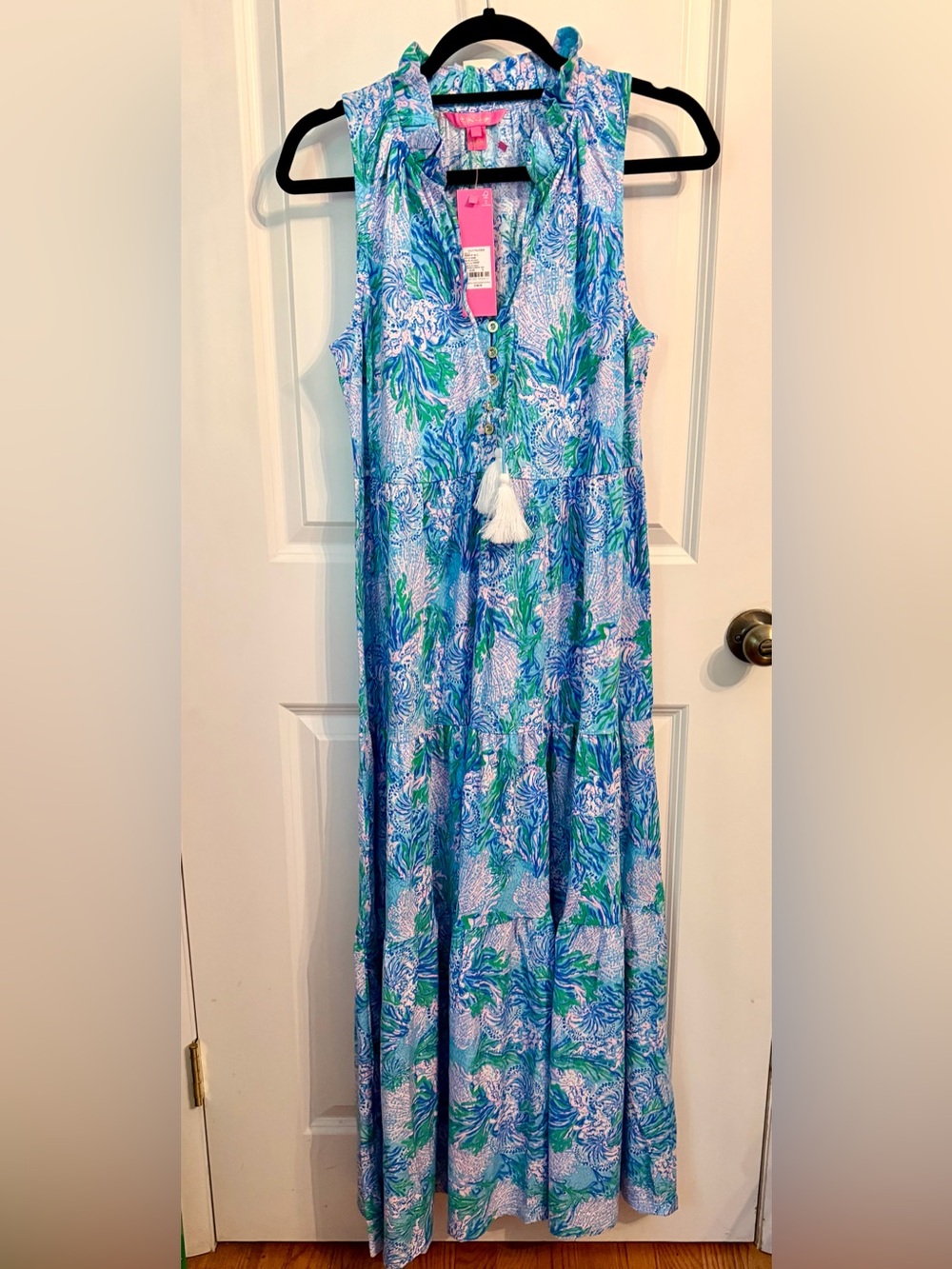 Lilly Pulitzer Blue, Green & Pink Sleeveless Maxi Dress